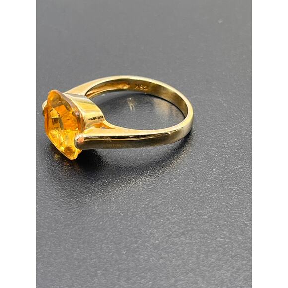 GSK Cushion Cut Citrine Sterling Silver Vermeil Cocktail Ring Sz 7.5 - Picture 9 of 12